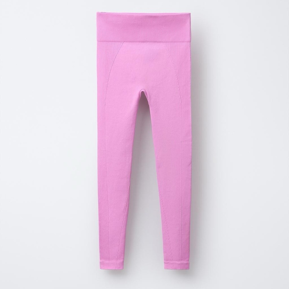 Zara Ski Collection Seamless Leggings NWT Girls Pink Ribbed Size 12 - 14 Large
